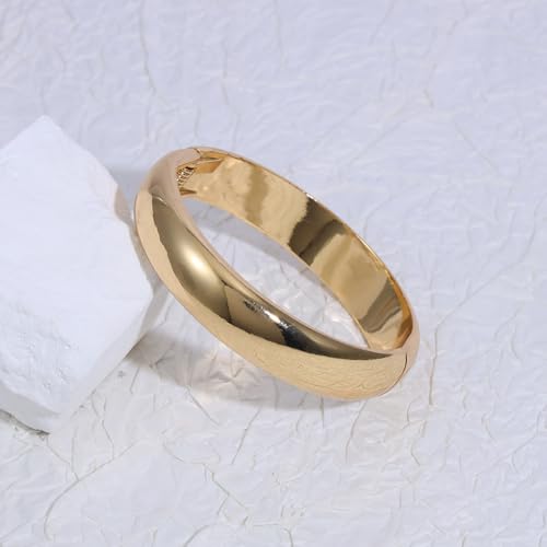 Eigso 13MM Large Gold Plated Chunky Bracelet Bangle for Women Men Trendy Thick Arc Shape Open Cuff Bangles Bracelets for Woman Man - color: Gold-13MM