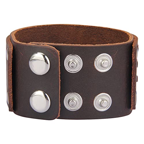 GelConnie Leather Cuff Bracelet for Men Women Wide Leather Wristband Thick Viking Mens Leather Bracelets Gothic Wrist Band Vintage Rock Wristband - style: Brown Leather Cuffs