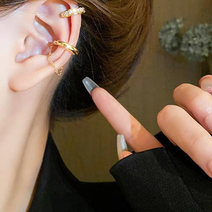 Ear Cuff Earrings for Women Chunky Ear Cuffs Non Piercing | Clip on cartilage earrings helix fake earrings jewelry trendy stuff christmas gift stocking stuffers - color: Z1