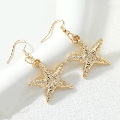 Boho Beach Jewelry Sets for Women | Summer Seashell Starfish Accessories, Necklace, Earrings, Rings Anklet - style: 24pcs Starfish Beach Set