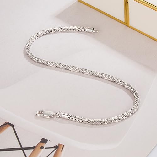 Dainty 925 Sterling Silver Chopin Chain Bracelet Women Bohemian Stackable Figaro/Box/Snake Bracelet 2MM 5 "5.9" 6.3 "6.7" 7 "7.5" 8" Jewelry Gift - color: Silver, size: 5 inches