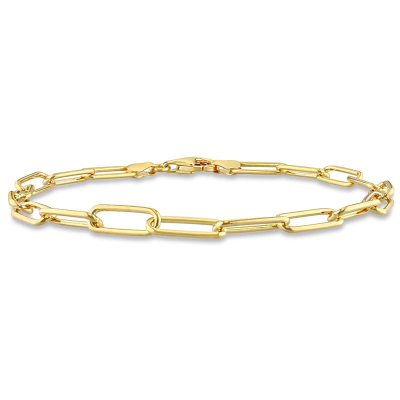 Italian Sterling Silver Paperclip Link Bracelet - Men & Women - 3.5mm, 5mm, 6mm - Available in Sterling Silver, Yellow Gold, Rose Gold - 9 inch, 7.5 inch - color: Yellow, size: 5MM