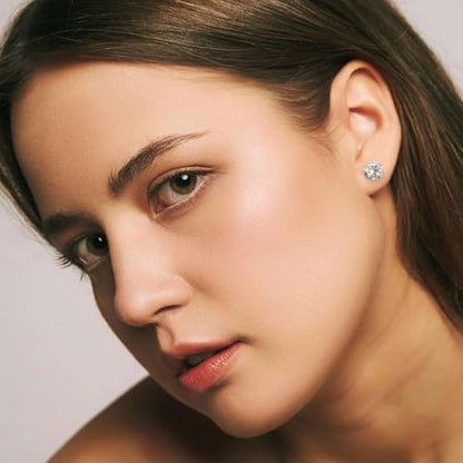 12 Pairs Stud Earrings Set, Hypoallergenic Surgical Stainless Steel 316L Earring for Women Men, Small Earring Studs Pack with Cubic Zirconia - color: Silver-6 Sizes-3，4，5，6，7，8