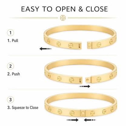 Friendship Love Bracelet for Women, 18K Gold Plated Titanium Steel Cuff - color: Gold, size: Cross 6.5''