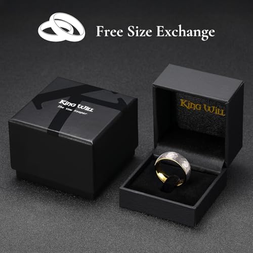 King Will Men's Tungsten Carbide Wedding Ring Hammered Groove Wedding Band Mens Two Tone Engagement Ring for Men and Women Matte Brushed Finish Comfort Fit - color: 8MM Gold-Silver