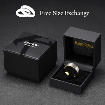 King Will Men's Tungsten Carbide Wedding Ring Hammered Groove Wedding Band Mens Two Tone Engagement Ring for Men and Women Matte Brushed Finish Comfort Fit - color: 8MM Gold-Silver
