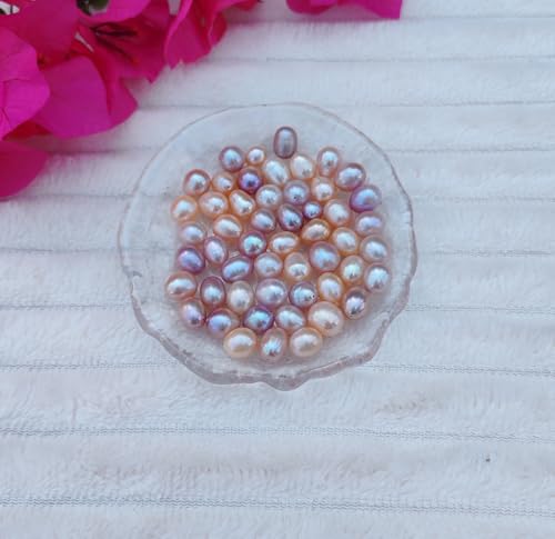 50 Pcs Freshwater Pearl Beads for Jewelry Making AAA 9-10 mm Non-Porous Natural Genuine Real Pearls Beads Oval Pearl Bead Loose Gemstone Bead Crafts Gift for Women,DIY Gifts. - color: 9-10 mm no holes.