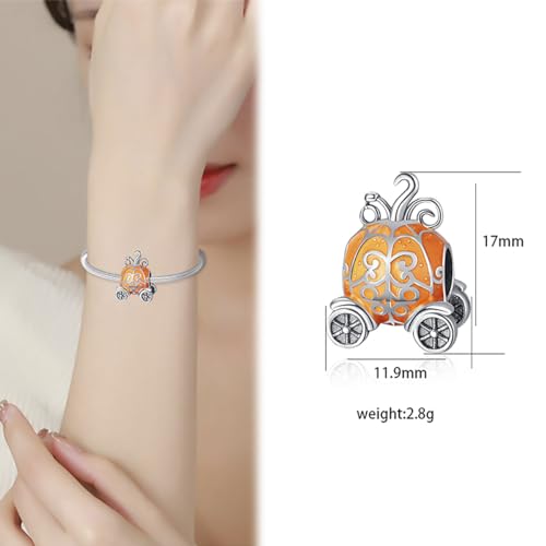 Charm for Bracelets and Necklaces, Heart Animals 925 Sterling Silver Bead Celestial Sun Moon Star Charms Jewelry Gift for Women Girls - color: Glow-in-the-dark Pumpkin Car Charm