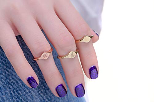 Women Round Signet Ring in Solid Gold 9K, 14K, & 18K, Personalized Chevalier, Custom Initial Engraved Ring, Personalized Birthday Gift, RN330