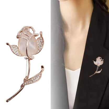 Lavender flower brooch crystal rhinestone tulip brooch elegant accessories jewelry women brooches and pins fashion jewelry wedding flowers lapel pin - color: Rose Gold