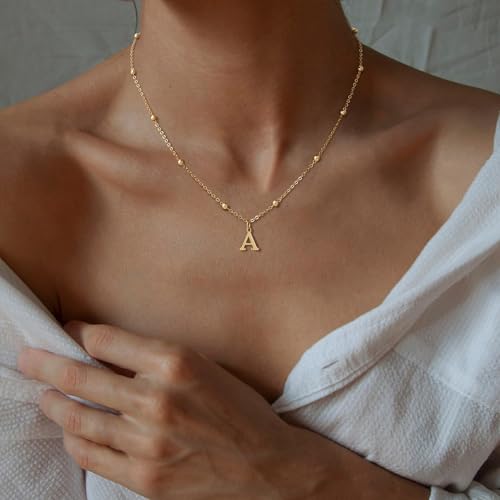Initial Necklaces for Women, Dainty A-Z Pendant Letter Charm Necklace Personalized Name Necklaces for Women Trendy Jewelry Gift - color: A, style: G