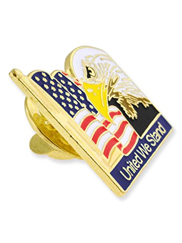 PinMart Patriotic Eagle Pin - Soaring American Eagle Enamel Lapel Pin - color: Gold Plated United We Stand, size: 5 Pack