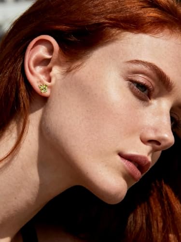Bestyle Gold Butterfly Earrings for Women, Dainty Cute Birthstone Studs Hypoallergenic Jewelry, Great Birthday Gift - style: August (Peridot)-Gold STUD