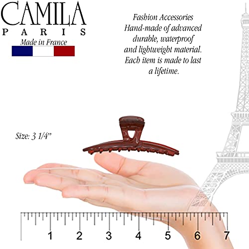 Camila Paris CP3228 French Hair Clip for Women, Narrow, Strong Hold Grip Double Teeth Girls Hair Claw Clips Jaw, Fashion Durable Styling Hair Accessories for Women, Made in France - color: Red 3.25"
