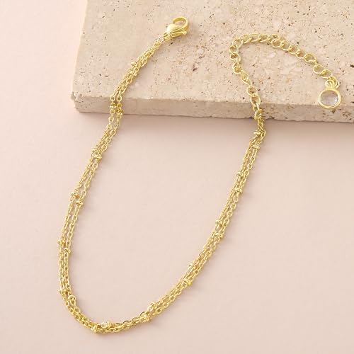 Gold Ankle Bracelets for Women 14k Gold Plated Cuban Link Chain Anklet Set | Stackable, Waterproof, Layered Anklet Bracelets, Non Tarnish, Summer Beach Jewelry - color: Gold B-1Pc