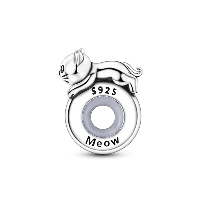 2pcs Stopper Spacer Beads for Pandora Bracelets, Sterling Silver Cross Ladybug Clip Spacer Charms For Bracelet DIY Jewelry Gift - color: Cat