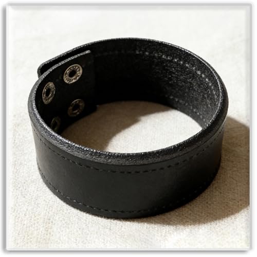 Xusamss Wide Leather Cuff Bracelet for Women Adjustable Punk Wristband Faux Leather Fashion Jewelry Bangle - color: Black