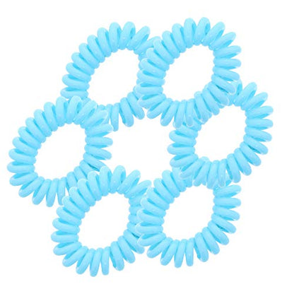 Small Coil Hair Ties For Girls - Set of 6 Aqua - color: Aqua
