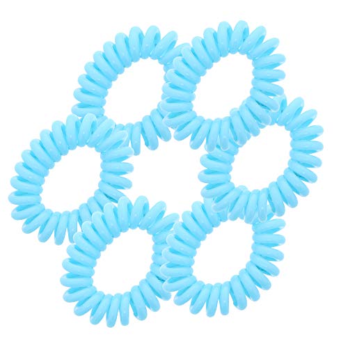 Small Coil Hair Ties For Girls - Set of 6 Aqua - color: Aqua