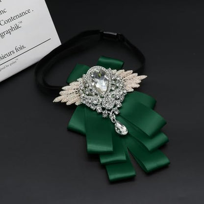 Big Rhinestone Bow Ties，Bowtie Pre-Tied Bowties Men Women | Suit for tuxedo party wedding - color: Green