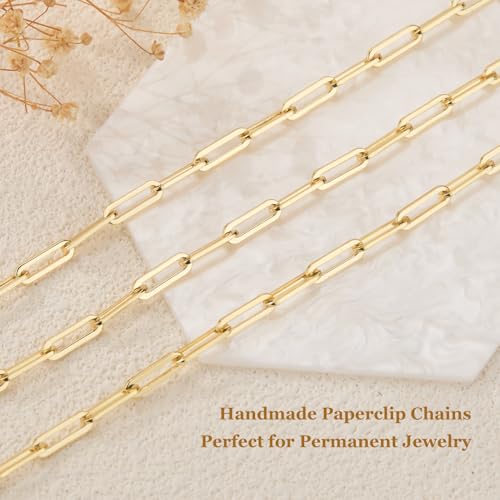 GTVOODX Chunky Paperclip Chain Roll Gold Plated Stainless Steel Chain Bulk | 4 Meters Handmade Paper Clip Chains Spool Bulk for Women Jewelry Making Permanent Jewelry with Lobster Clasps Jump Rings - color: Gold Thick Paperclip Chains