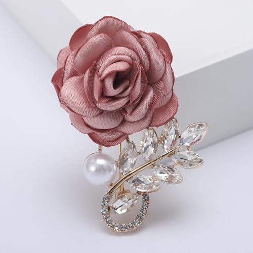 Fabric Camellia Flower Brooches Fashion Cubic Zirconia Flowers Brooch Classic for Party Dance Wedding Banquet for Elegant Women Ladies Beautiful Girls Lapel Pins Dress Suit Clothes Pearl Accessories Jewelry Valentine's Day Decor Christmas Gifts