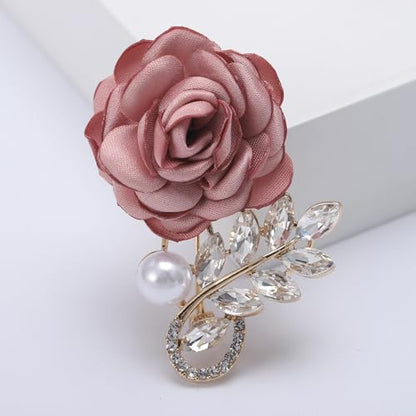 Fabric Camellia Flower Brooches Fashion Cubic Zirconia Flowers Brooch Classic for Party Dance Wedding Banquet for Elegant Women Ladies Beautiful Girls Lapel Pins Dress Suit Clothes Pearl Accessories Jewelry Valentine's Day Decor Christmas Gifts