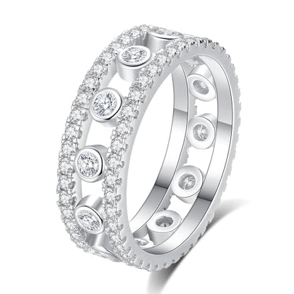 Moissanite Eternity Ring for Women Round Cut D Color VVS1 Moissanite Wedding Band, S925 Sterling Silver 18K White Gold Plated Promise Engagement Rings for Women - style: 1.548CTTW Half Eternity Band