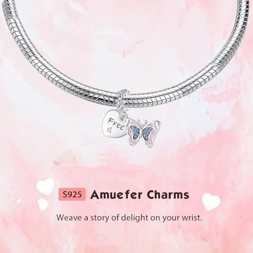 S925 Bead Pendant Charms for Bracelets Necklaces, Compatible with Pandora, Jewelry Making DIY - style: Free Buttefly Charm