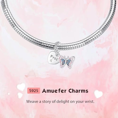S925 Bead Pendant Charms for Bracelets Necklaces, Compatible with Pandora, Jewelry Making DIY - style: Free Buttefly Charm