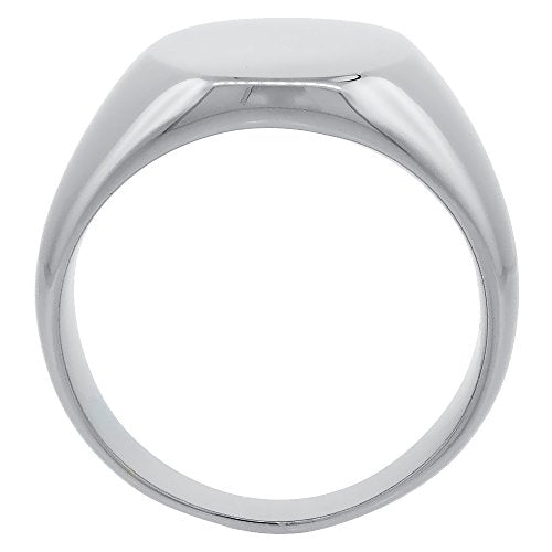 Sabrina Silver Surgical Stainless Steel Oval Signet Ring Solid Back Flawless Finish 5/8 inch sizes 5 to 10
