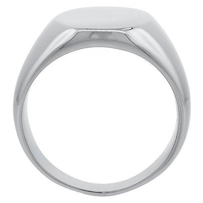 Sabrina Silver Surgical Stainless Steel Oval Signet Ring Solid Back Flawless Finish 5/8 inch sizes 5 to 10
