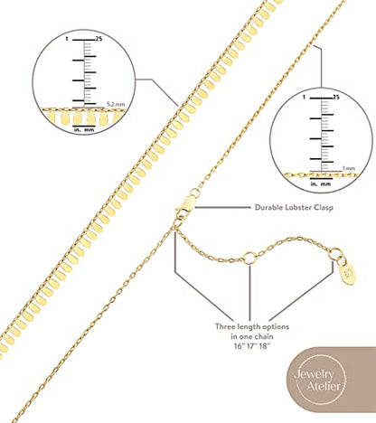 Jewelry Atelier Gold Filled Cleopatra Necklace Collection – 14K Yellow Gold Filled Half Collar Style Cleopatra Chain Necklace for Women (With Extension/Adjustable Chain)