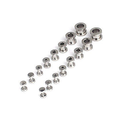 16pcs Surgical Steel Screw Tunnel Gauge Ear Expander Stretching Kit Plugs Piercing -8 Pairs 14g-00g (1.6mm-10mm) - color: Steel