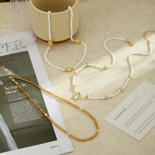 Hothty Layered Shell Starfish Necklaces for Women,Dainty Waterproof Boho Charm Pendant Necklace Seashell Pearl Beach Necklaces Set Jewelry Gifts - color: Starfish Necklace-295