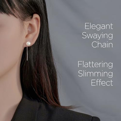 3-Pair S999 Sterling Silver Real Pearl Threader Earrings for Women