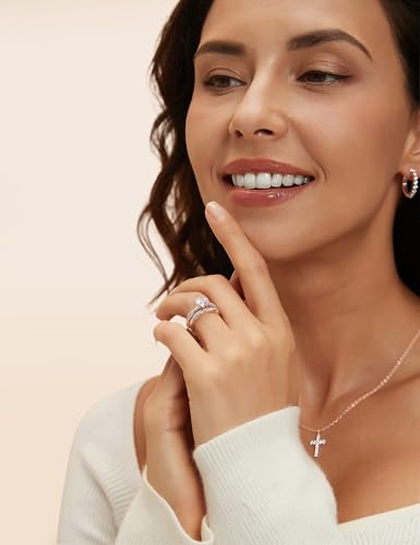Mameloly 1.5ct Engagement Rings for Women Round Bridal Ring Sets Cubic Zirconia Wedding Band Twisting Infinity Pave Set Size 3-12 - color: Rose Gold Plated