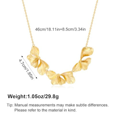 Statement Flower Necklace for Women Gold Plated Chunky Floral Collar Boho Choker Jewelry