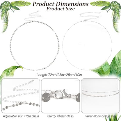 2 Pcs Gold Silver Waist Chain for Women, Layered Belly Chains, Adjustable Beaded & Sequin Waist Beads Body Chain Belt, Dainty Summer Beach Jewelry for Bikini Party Rave Outfits Gift - color: Silver