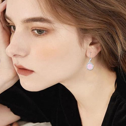 FreshWater Pearl Dangle Earrings 925 Sterling Silver Lapis lazuli Turquoise Larimar Opal Black Pearl Leverback Earrings for Women Birthday Hypoallergenic - style: Rose quartz earrings