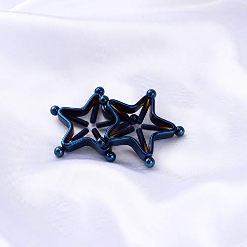 1 Pair Adults Non-Piercings Nipple Shield Adjustable Body Piercing Geometric Stars Nipple Clamp Ring Body Jewelry - color: #1 Blue