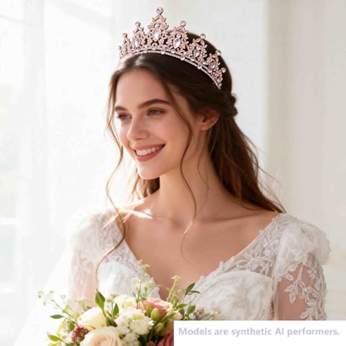 Kamirola - Queen Crown and Tiaras Princess Crown for Women Crystal Headbands for Bridal, Princess for Wedding and Party - color: Gold White