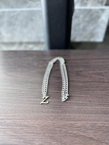 Stainless Steel Initial A-Z Necklace for Men Women,Cuban Chain,Titanium Steel Initial Letter Pendant Charm Necklaces Accessories Jewelry for Woman Man,21 Inch Chain - color: Z