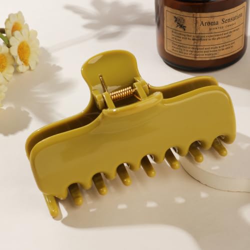 Ivyu 4-Inch Large Rounded Rectangle Hair Claw Clip for Women, Strong Hold - color: Olive green