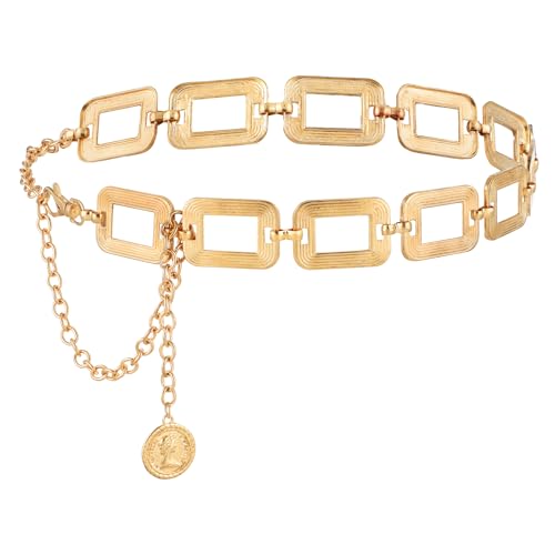 Women's Chain Belt Metal Waist Belt Gold Chain Belts Chunky Belly Link Belts Adjustable Women Long BeltsMultilayer Fashion Belly Jewelry for Women Girls Christmas Dresses Jeans Trousers