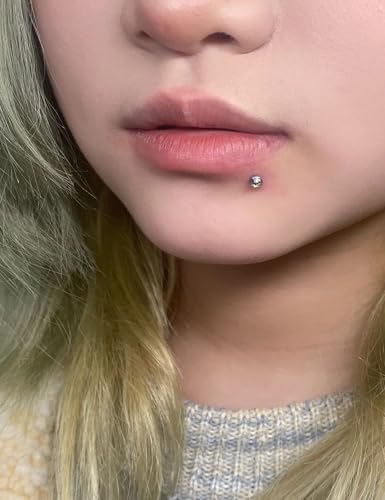 20G 18G 16G 14G 12G Lip Labret Medusa Monroe Rings Studs 316L Surgical Steel Flat Back Tragus Helix Cartilage Earring Stud Piercing Jewelry Bar Length 8mm 10mm 12mm Mix Color 18PCS - color: Silver, size: 14G(1.6mm)-8/10/12mm Bars-4mm 5mm Balls