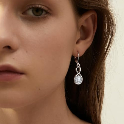 Multicolor Crystal Dangle Studs Earrings Set for Women 925 Silver Hypoallergenic Dangle Earrings Leverback Drop Earring Fashion Cubic Zirconia Leverback Stud Earring Sets Trendy Cubic Zirconia Jewelry Gifts for Women - style: 12-2S