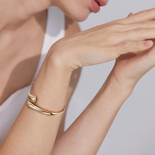 Elegance 11 designs Gold Plated Cuff Bangle Bracelets For Women Trendy Hinged Cuff Open Wide Chunky Gold Bracelet Minimalist Bangle Jewelry Gift - color: Gold Teardrop