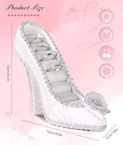 Jewelry Display Stand, Earring Necklace Ring Holder, Model Dress High heeled Shoes Earring Necklace Ring Jewelry Holder Stand Display (White) - color: White