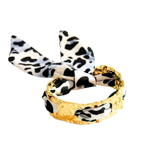 Hammered Gold Metal Silk Scarf Bangle Women,Chunky Fabric Wrapped Open Cuff Bracelet,Boho Ethnic Style Geometric Jewelry, Elegant Statement Wrist - color: White